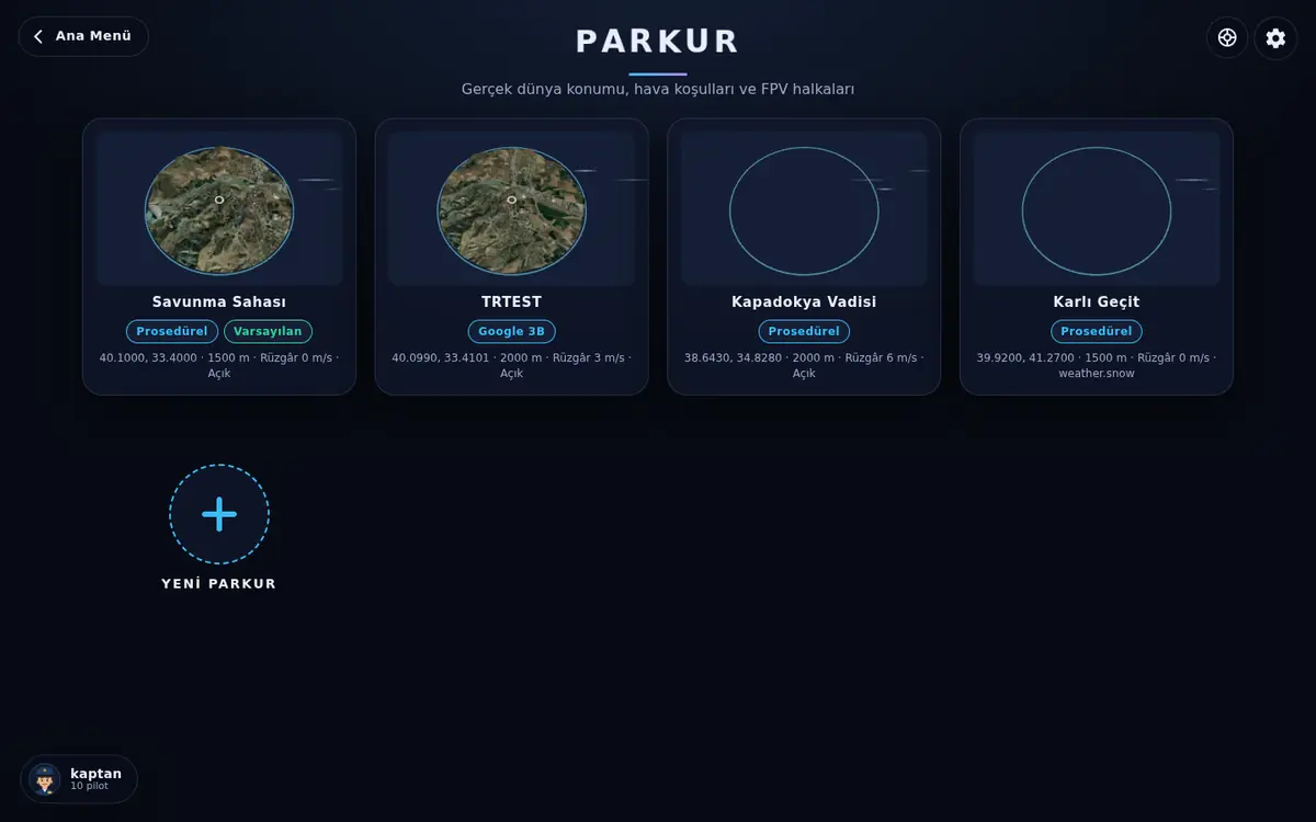 SIMUMAV Parkur ekranı